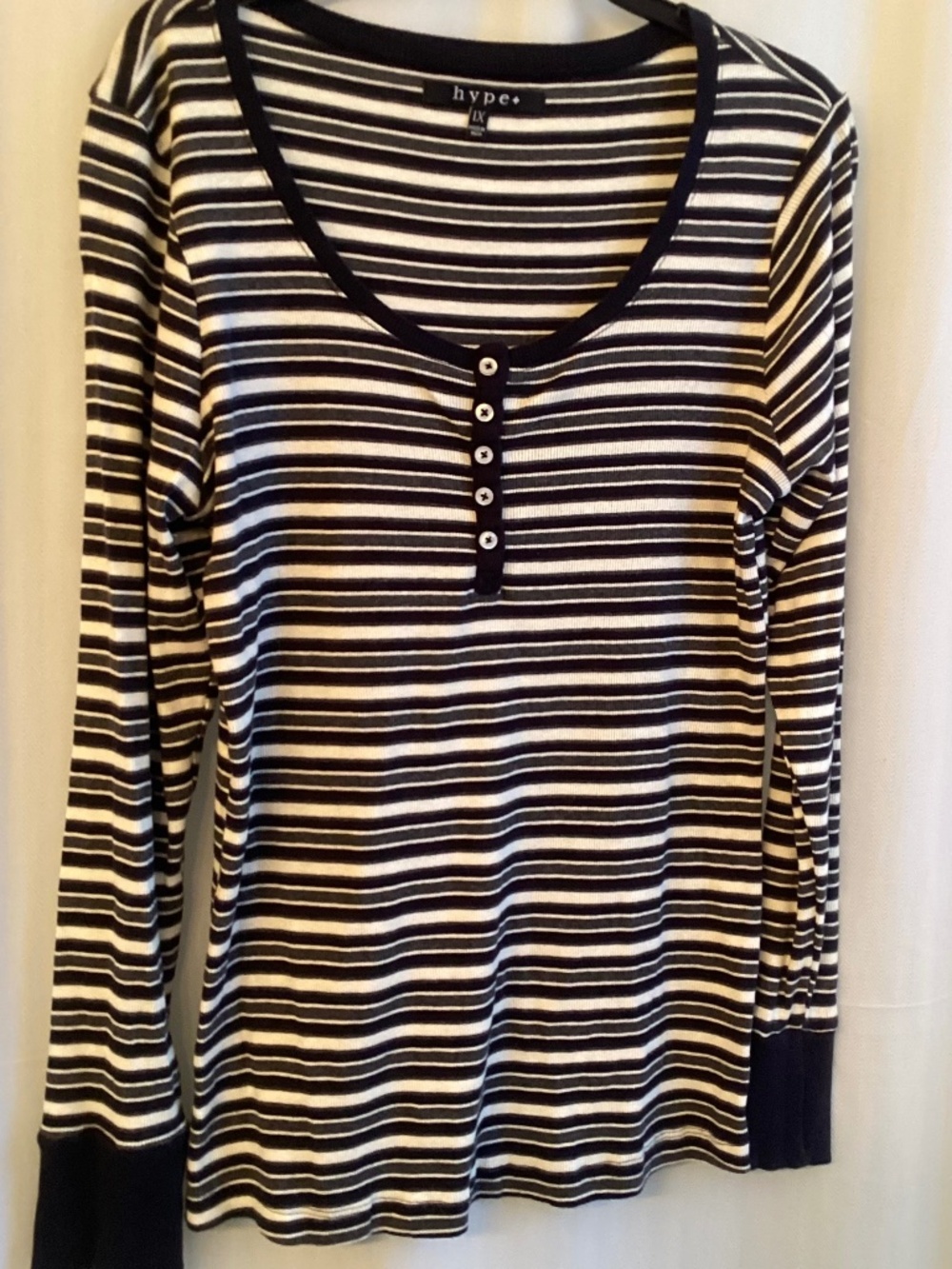 🔥 20% OFF SALE!  HYPE striped Henley top - very good shape, size 1X